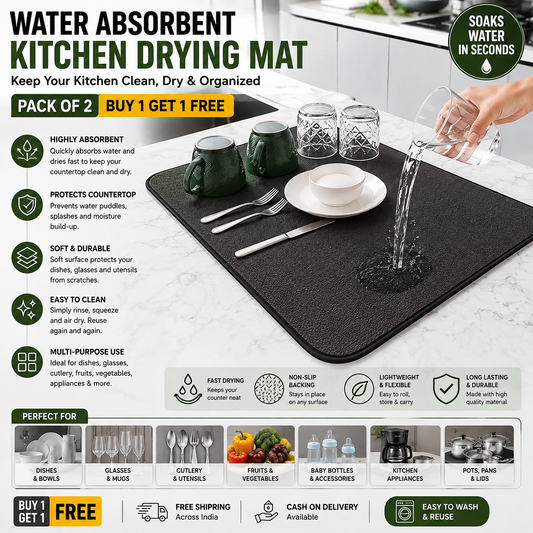 Drying mat for Kitchen, Water Absorbent Mat (PACK OF 2))