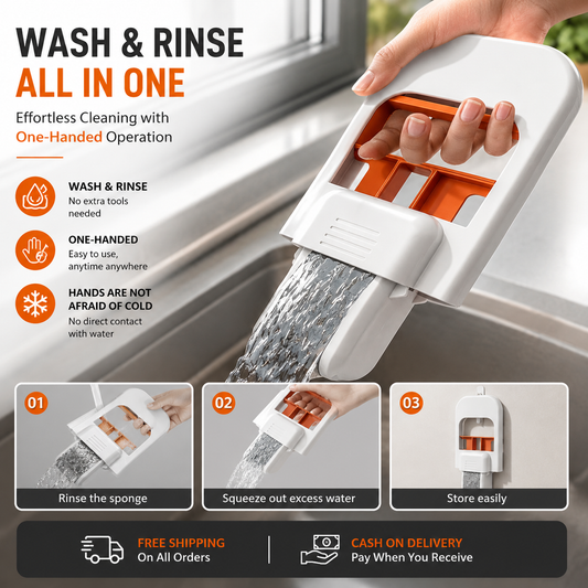 Mini Foldable Sponge Mop, Self-Squeeze Desktop Mop for Small Spaces, Wet & Dry Portable Cleaning Tool for Kitchen Countertops