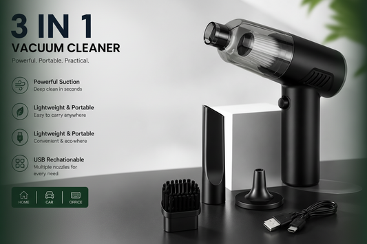 3-in-1 Portable Cordless Vacuum Cleaner | Powerful Mini Car & Home Cleaner