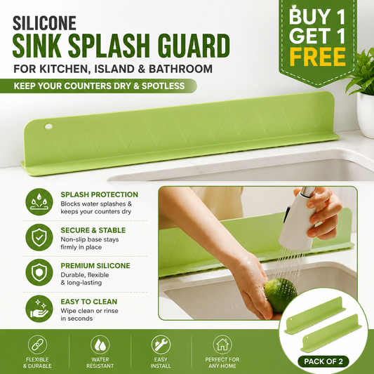 Silicone Sink Splash Guard | Kitchen, Island & Bathroom | Buy 1 Get 1 Free